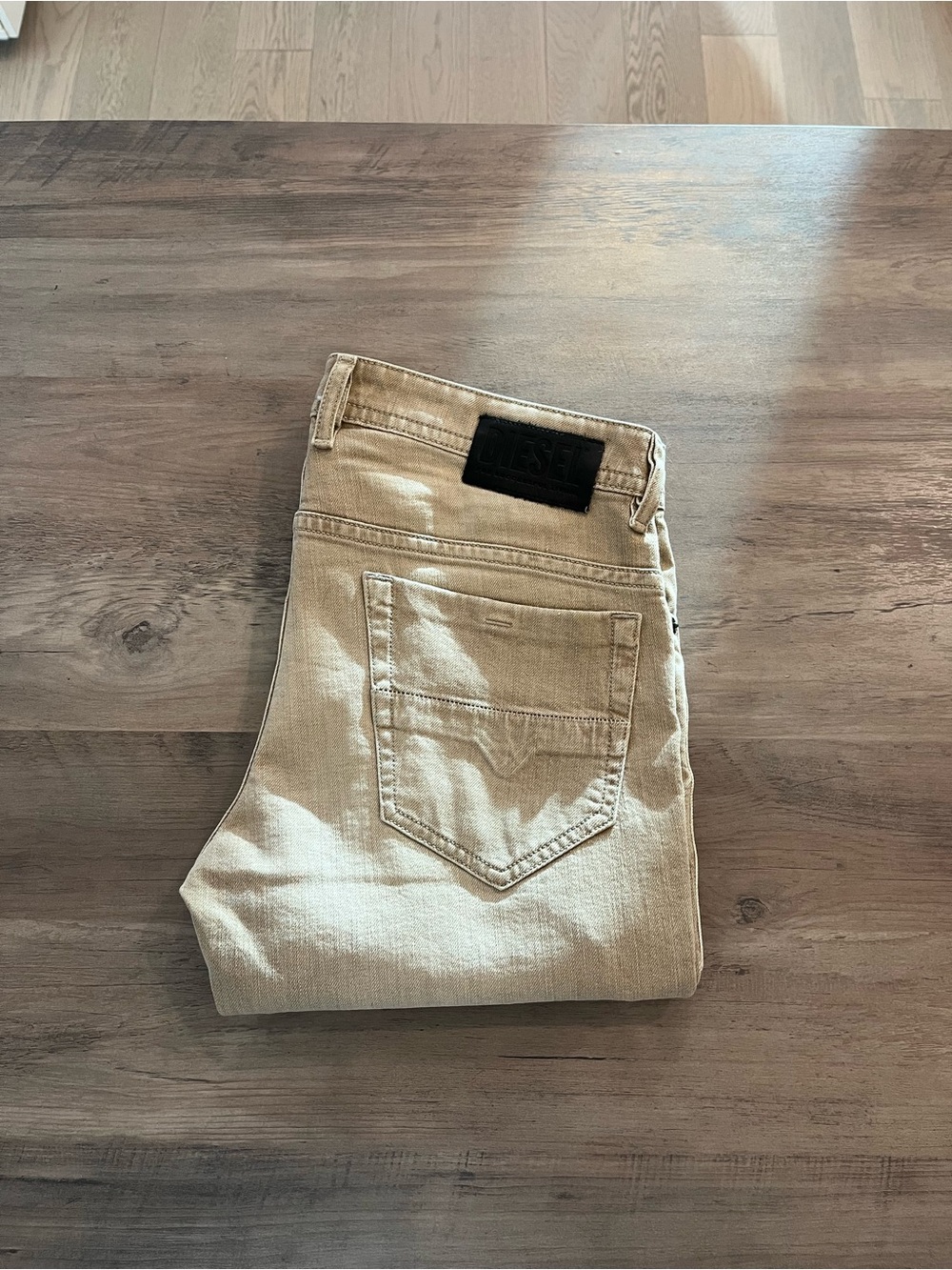 Diesel Men’s Light Beige Slim Straight Jeans